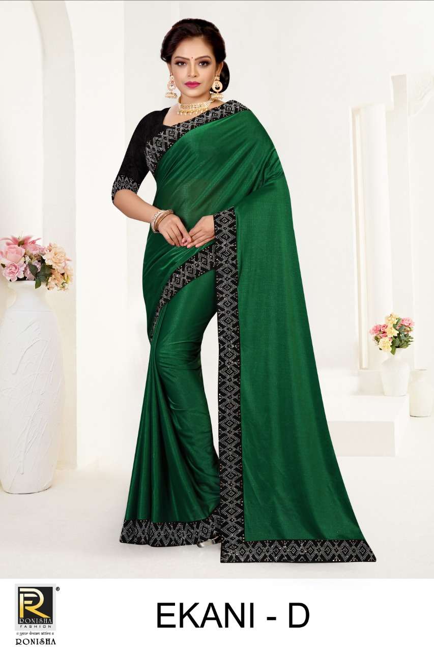 EKANI BY RONISHA A TO F SERIES INDIAN TRADITIONAL WEAR COLLECTION BEAUTIFUL STYLISH FANCY COLORFUL PARTY WEAR & OCCASIONAL WEAR LYCRA SAREES AT WHOLESALE PRICE
