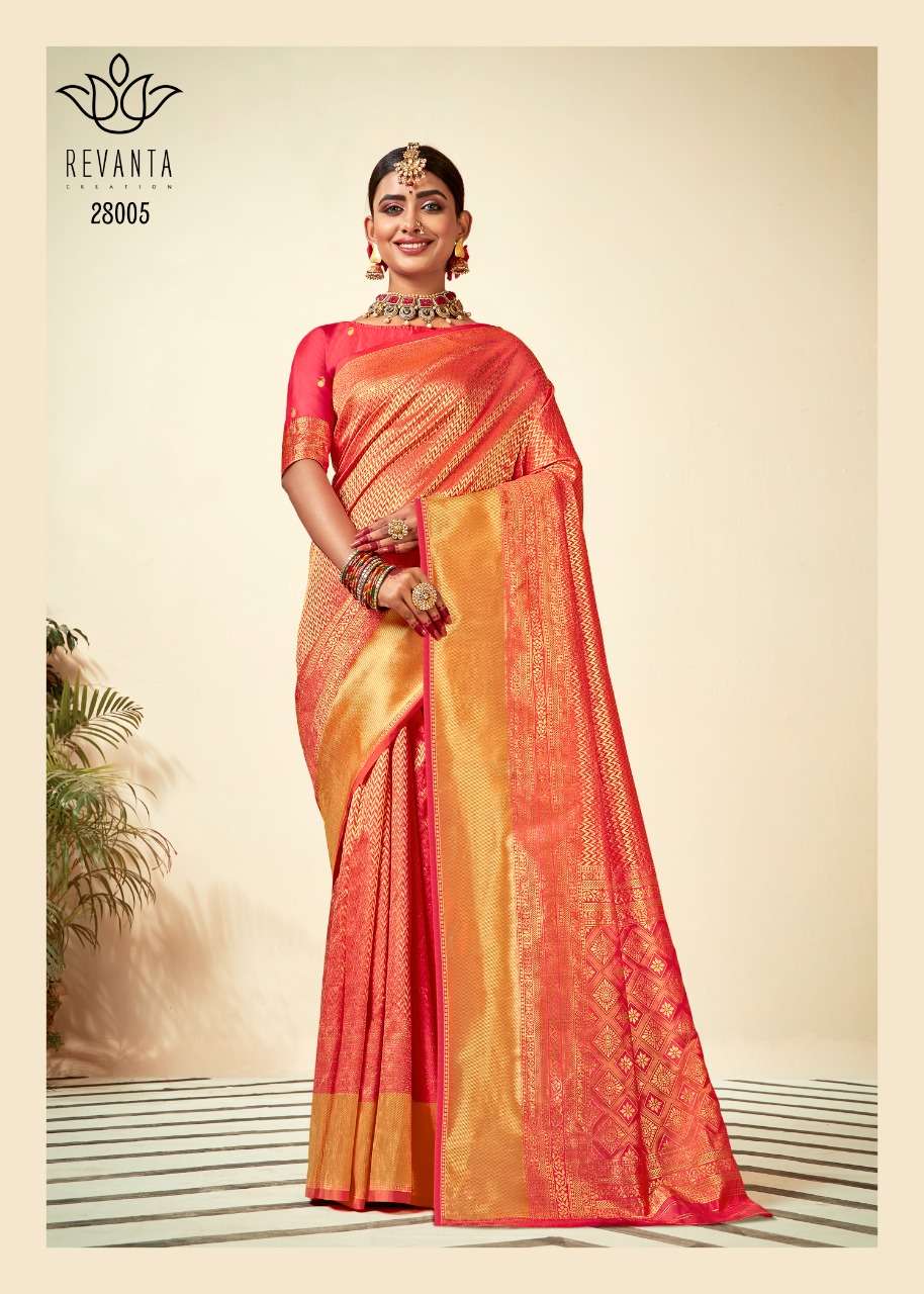 KALYANI BY REVANTA 28001 TO 28005 SERIES INDIAN TRADITIONAL WEAR COLLECTION BEAUTIFUL STYLISH FANCY COLORFUL PARTY WEAR & OCCASIONAL WEAR PURE SILK SAREES AT WHOLESALE PRICE