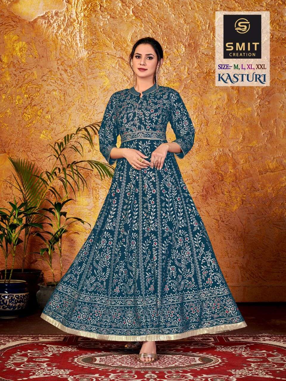 KASTURI BY SMIT CREATION 1001 TO 1008 SERIES BEAUTIFUL STYLISH FANCY COLORFUL CASUAL WEAR & ETHNIC WEAR PURE RAYON GOWNS AT WHOLESALE PRICE