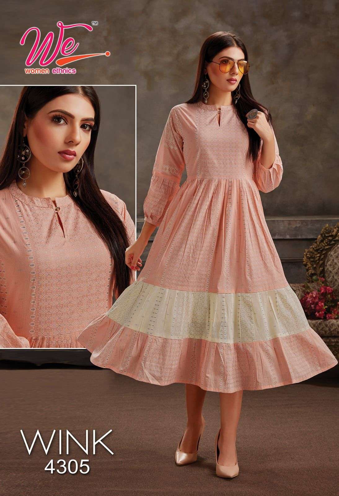 WINK BY WOMEN ETHNICS 4301 TO 4306 SERIES DESIGNER STYLISH FANCY COLORFUL BEAUTIFUL PARTY WEAR & ETHNIC WEAR COLLECTION MAL COTTON KURTIS AT WHOLESALE PRICE