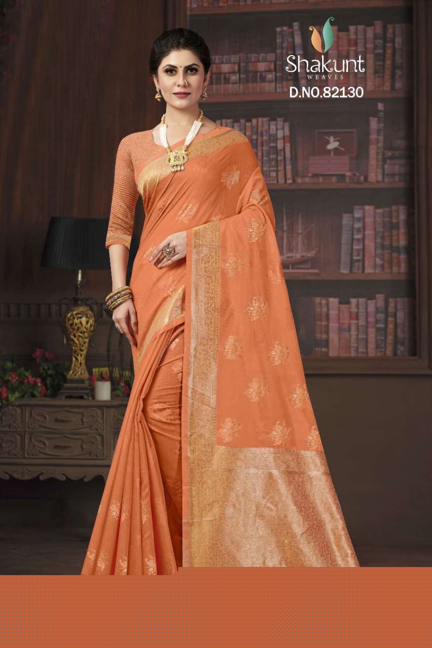 DEVASYA VOL-2 BY SHAKUNT 82130 TO 82135 SERIES INDIAN TRADITIONAL WEAR COLLECTION BEAUTIFUL STYLISH FANCY COLORFUL PARTY WEAR & OCCASIONAL WEAR COTTON SAREES AT WHOLESALE PRICE