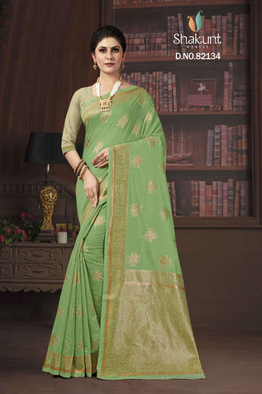 DEVASYA VOL-2 BY SHAKUNT 82130 TO 82135 SERIES INDIAN TRADITIONAL WEAR COLLECTION BEAUTIFUL STYLISH FANCY COLORFUL PARTY WEAR & OCCASIONAL WEAR COTTON SAREES AT WHOLESALE PRICE