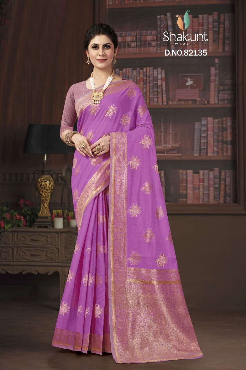DEVASYA VOL-2 BY SHAKUNT 82130 TO 82135 SERIES INDIAN TRADITIONAL WEAR COLLECTION BEAUTIFUL STYLISH FANCY COLORFUL PARTY WEAR & OCCASIONAL WEAR COTTON SAREES AT WHOLESALE PRICE