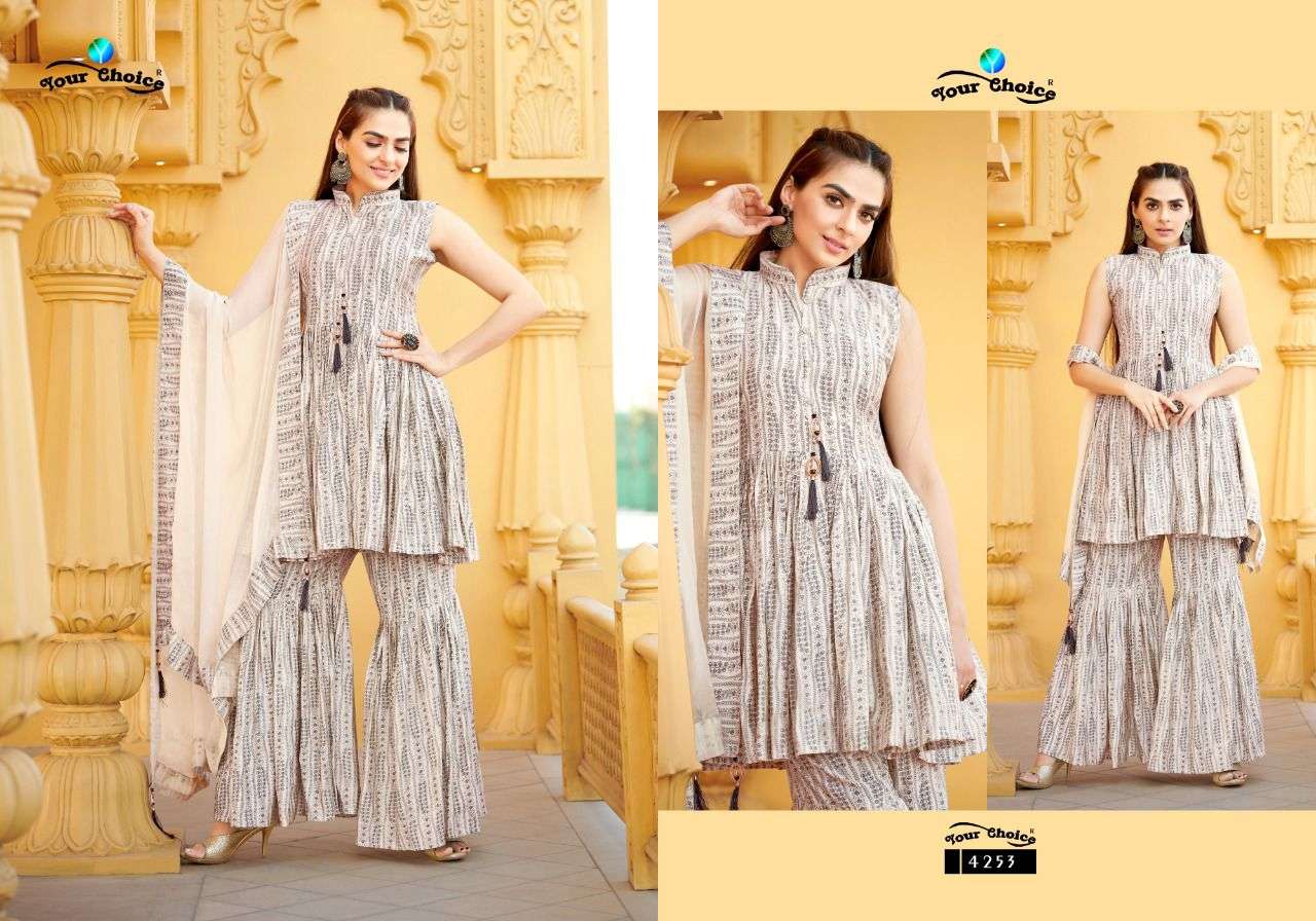 Matrix By Your Choice 4252 To 4255 Series Beautiful Sharara Suits Colorful Stylish Fancy Casual Wear & Ethnic Wear Pure Modal Digital Print Dresses At Wholesale Price