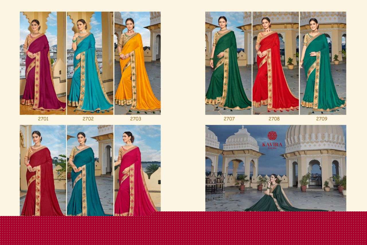 Aastha By Kavira 2701 To 2709 Series Indian Traditional Wear Collection Beautiful Stylish Fancy Colorful Party Wear & Occasional Wear Vichitra Silk Sarees At Wholesale Price