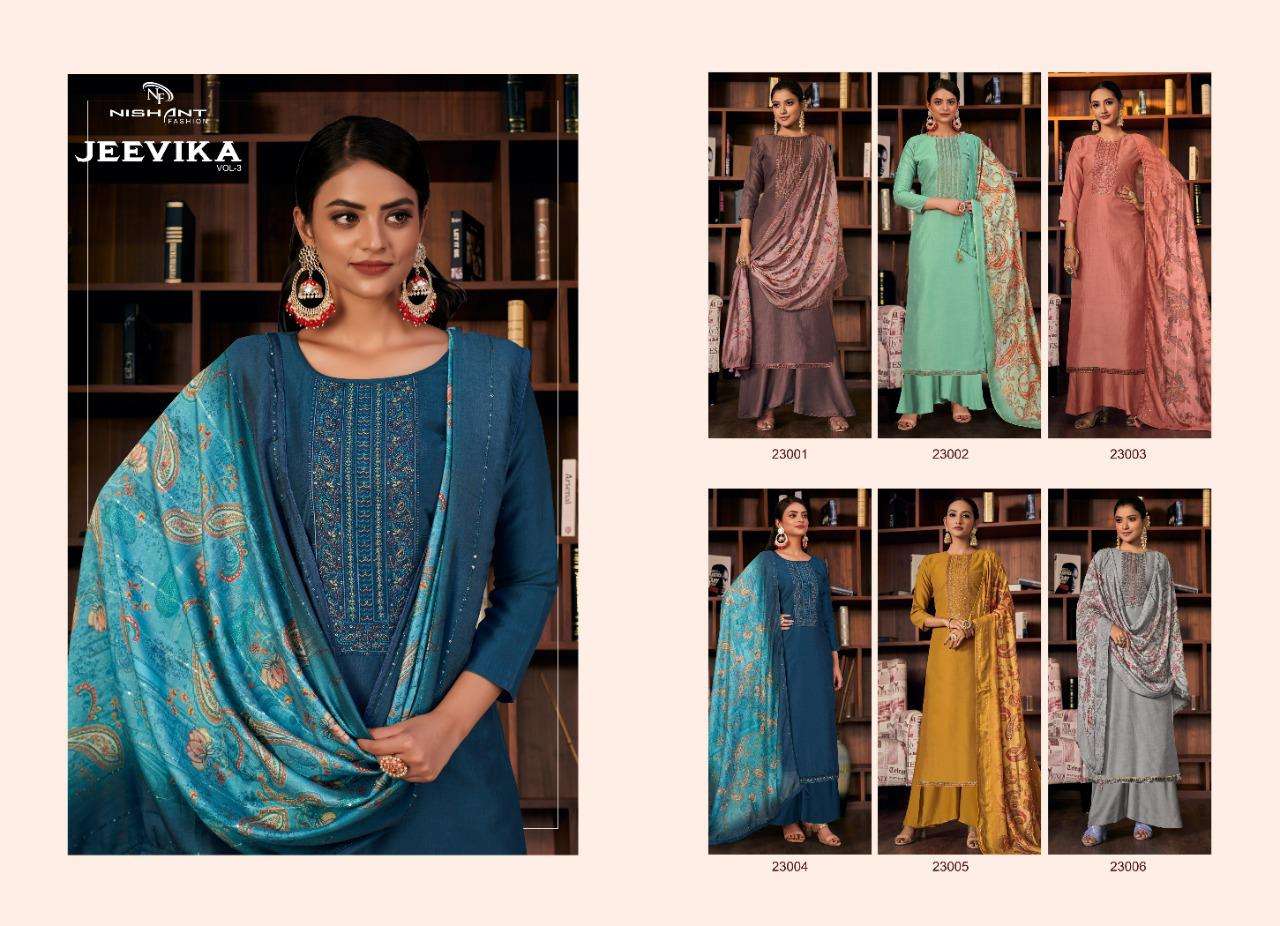 JEEVIKA VOL-3 BY NISHANT FASHION 27001 TO 27006 SERIES BEAUTIFUL SUITS COLORFUL STYLISH FANCY CASUAL WEAR & ETHNIC WEAR PURE SOFT SILK DRESSES AT WHOLESALE PRICE