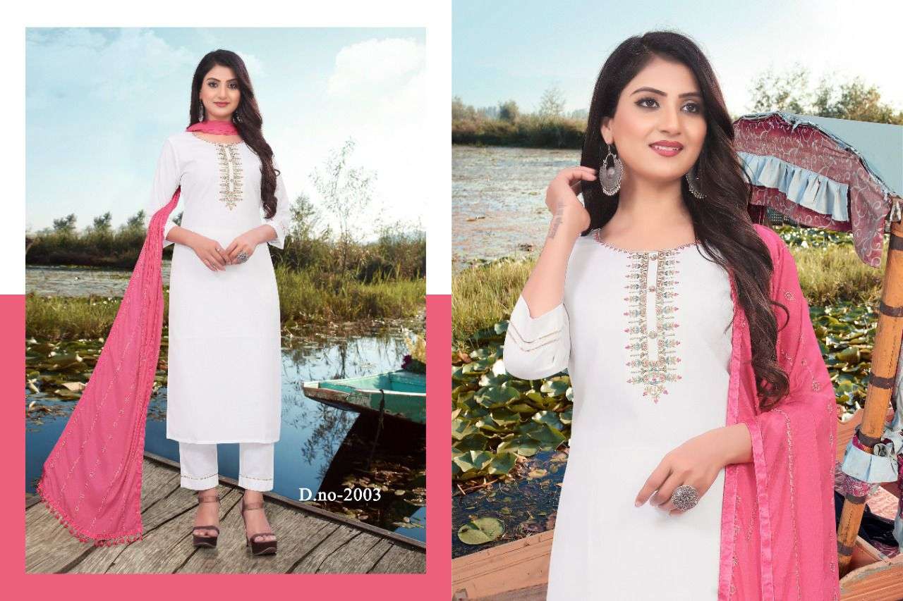 SITARA BY VISHI CREATION 2001 TO 2004 SERIES BEAUTIFUL SUITS COLORFUL STYLISH FANCY CASUAL WEAR & ETHNIC WEAR HEAVY CHINNON DRESSES AT WHOLESALE PRICE