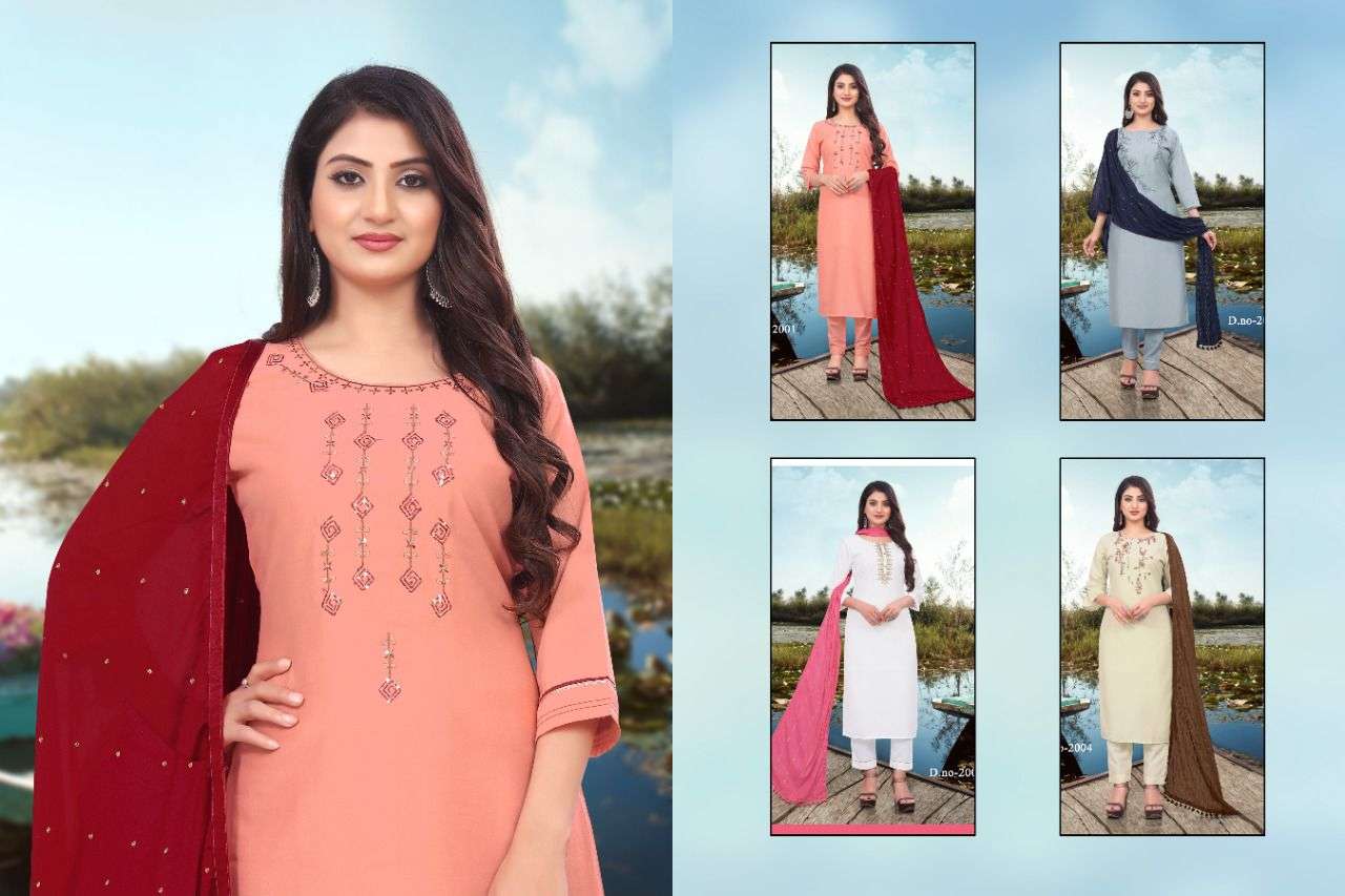 SITARA BY VISHI CREATION 2001 TO 2004 SERIES BEAUTIFUL SUITS COLORFUL STYLISH FANCY CASUAL WEAR & ETHNIC WEAR HEAVY CHINNON DRESSES AT WHOLESALE PRICE