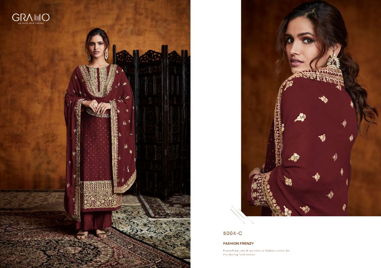 PANKH VOL-1 NX BY GRAMO 5004-A TO 5004-C SERIES BEAUTIFUL SUITS COLORFUL STYLISH FANCY CASUAL WEAR & ETHNIC WEAR HEAVY REAL GEORGETTE DRESSES AT WHOLESALE PRICE