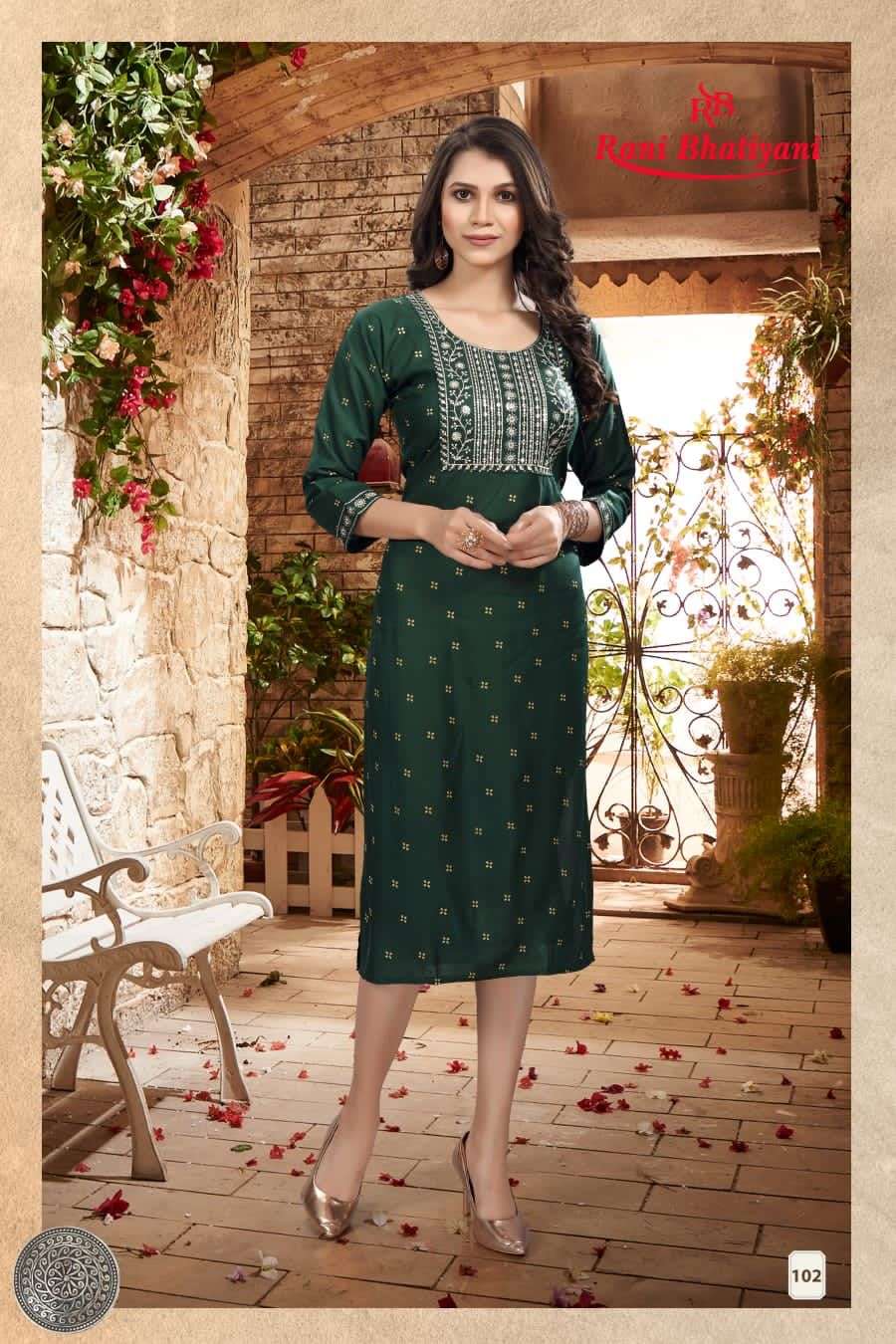 POSHAK VOL-4 BY RANI BHATIYANI 101 TO 108 SERIES DESIGNER STYLISH FANCY COLORFUL BEAUTIFUL PARTY WEAR & ETHNIC WEAR COLLECTION RAYON FOIL KURTIS AT WHOLESALE PRICE