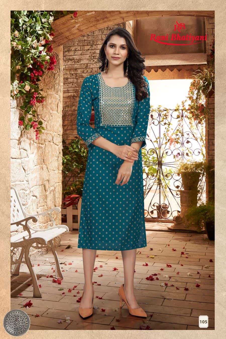 POSHAK VOL-4 BY RANI BHATIYANI 101 TO 108 SERIES DESIGNER STYLISH FANCY COLORFUL BEAUTIFUL PARTY WEAR & ETHNIC WEAR COLLECTION RAYON FOIL KURTIS AT WHOLESALE PRICE