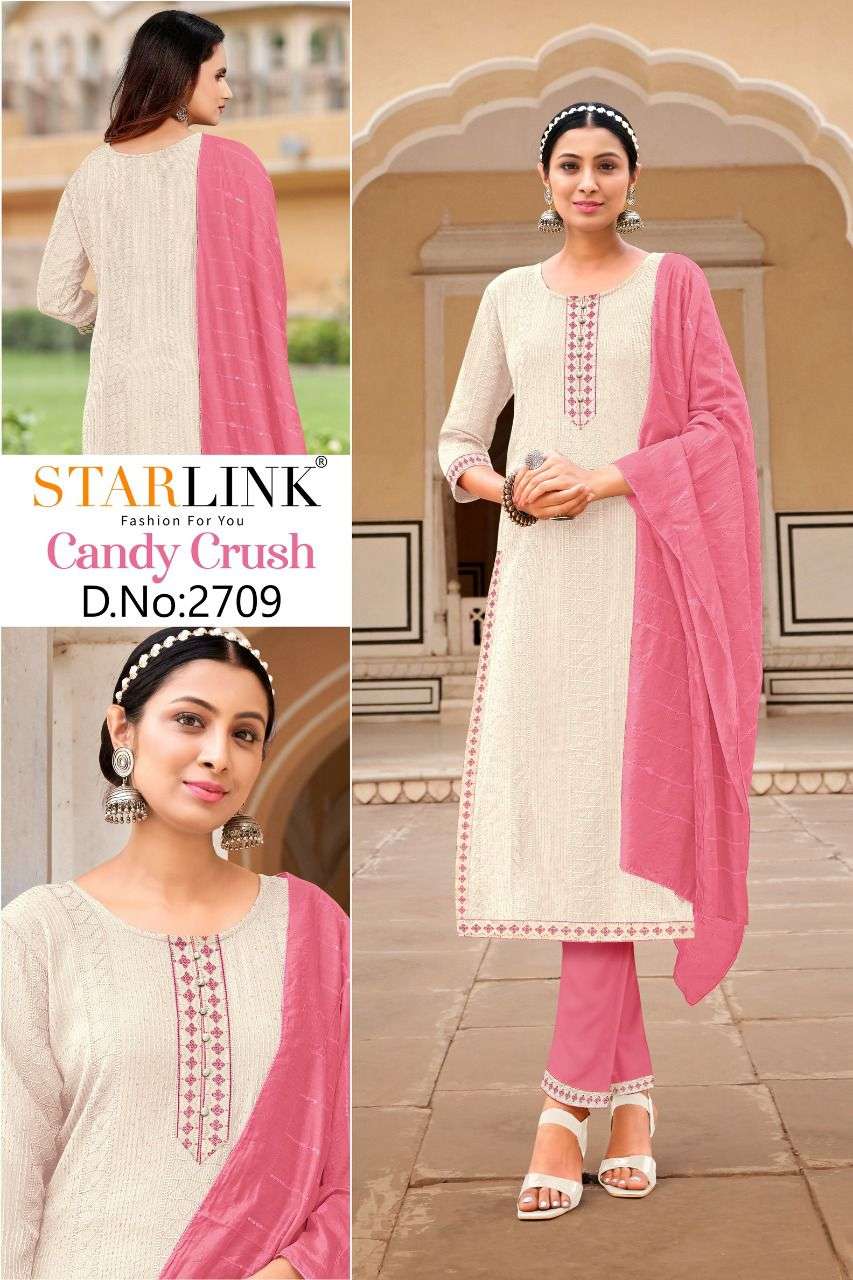 CANDY CRUSH BY STARLINK 2701 TO 2710 SERIES BEAUTIFUL SUITS COLORFUL STYLISH FANCY CASUAL WEAR & ETHNIC WEAR RAYON EMBROIDERED DRESSES AT WHOLESALE PRICE