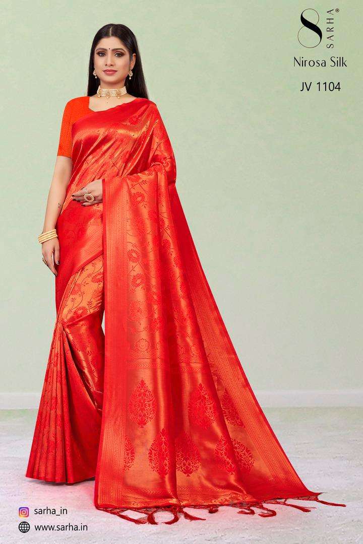 NIROSA SILK BY SARHA 1101 TO 1106 SERIES INDIAN TRADITIONAL WEAR COLLECTION BEAUTIFUL STYLISH FANCY COLORFUL PARTY WEAR & OCCASIONAL WEAR SILK SAREES AT WHOLESALE PRICE