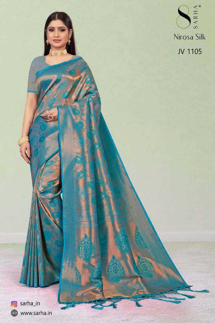 NIROSA SILK BY SARHA 1101 TO 1106 SERIES INDIAN TRADITIONAL WEAR COLLECTION BEAUTIFUL STYLISH FANCY COLORFUL PARTY WEAR & OCCASIONAL WEAR SILK SAREES AT WHOLESALE PRICE