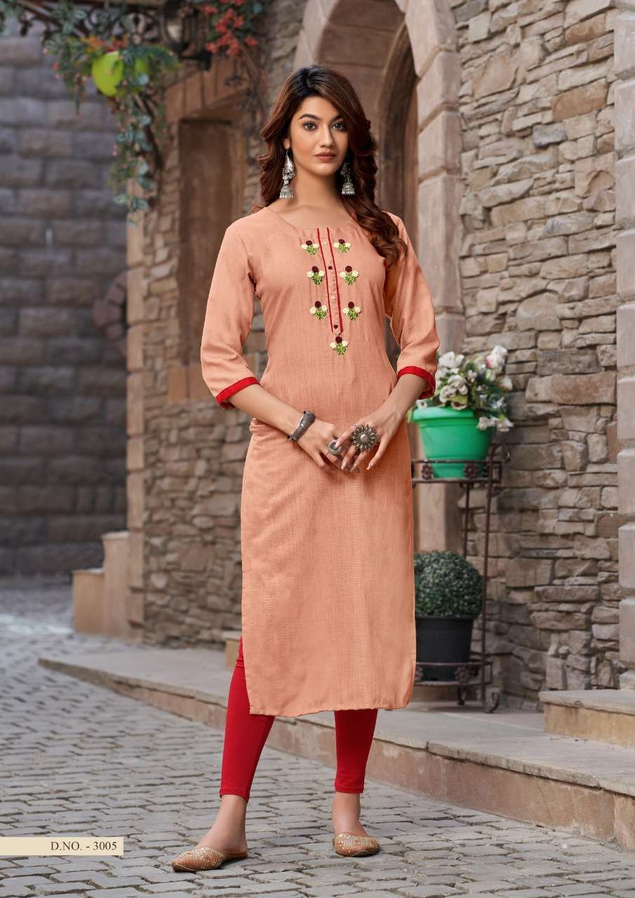 KASTURI VOL-3 BY PARRA STUDIO 3001 TO 3008 SERIES DESIGNER STYLISH FANCY COLORFUL BEAUTIFUL PARTY WEAR & ETHNIC WEAR COLLECTION COTTON SLUB KURTIS AT WHOLESALE PRICE