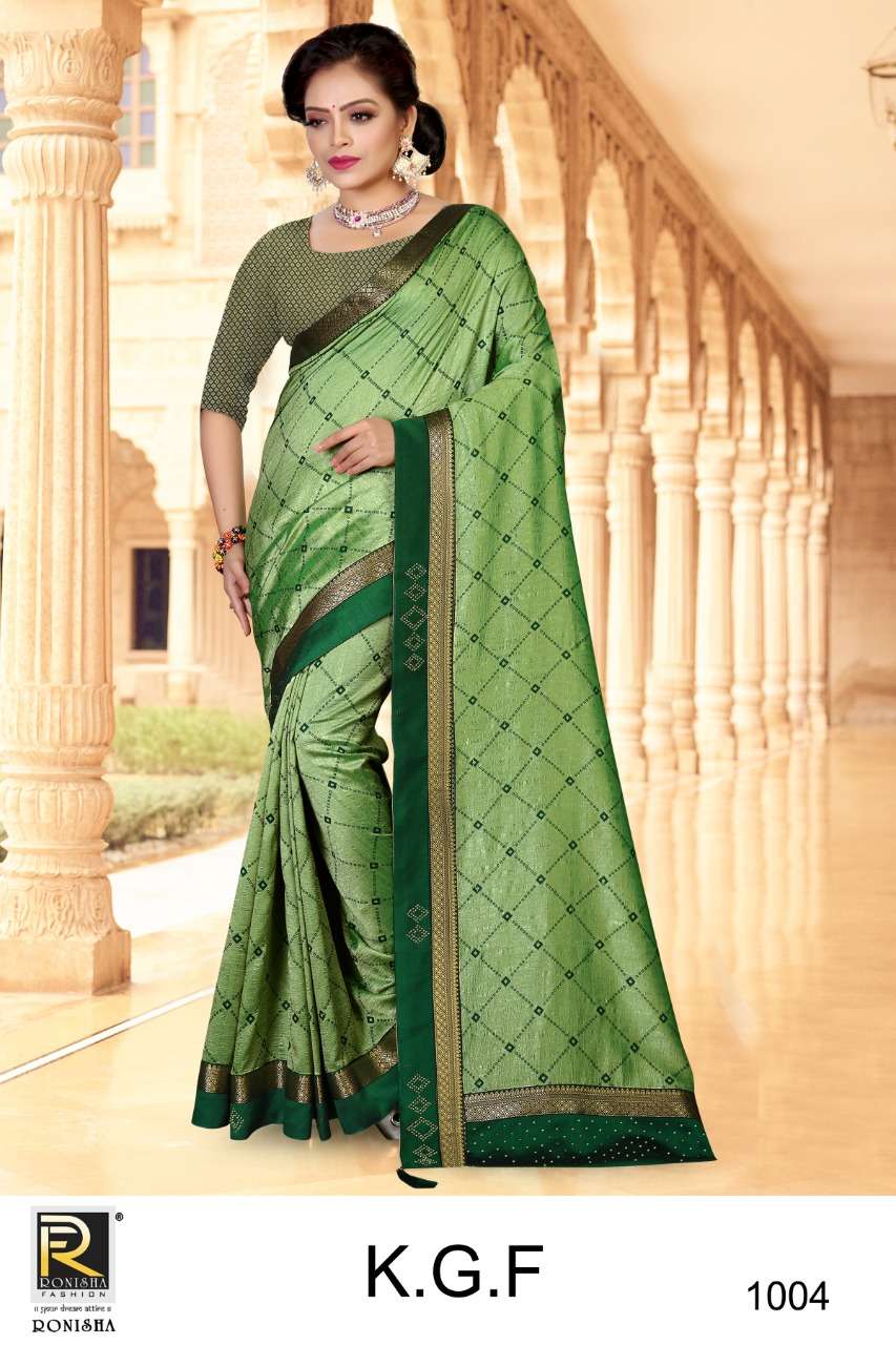 KGF BY RONISHA FASHION 1001 TO 1008 SERIES INDIAN TRADITIONAL WEAR COLLECTION BEAUTIFUL STYLISH FANCY COLORFUL PARTY WEAR & OCCASIONAL WEAR VICHITRA SAREES AT WHOLESALE PRICE