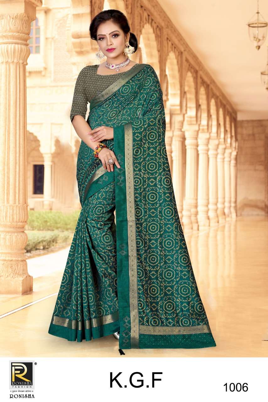 KGF BY RONISHA FASHION 1001 TO 1008 SERIES INDIAN TRADITIONAL WEAR COLLECTION BEAUTIFUL STYLISH FANCY COLORFUL PARTY WEAR & OCCASIONAL WEAR VICHITRA SAREES AT WHOLESALE PRICE