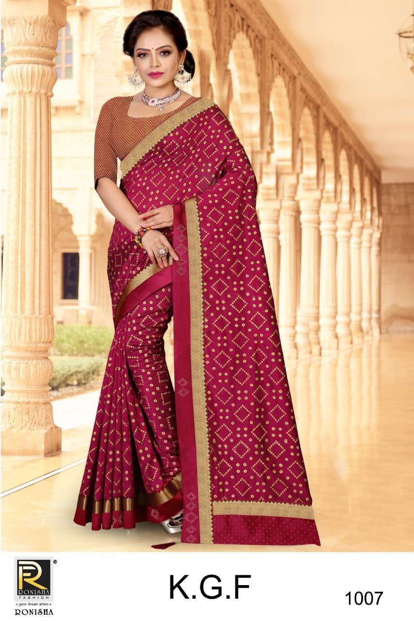 KGF BY RONISHA FASHION 1001 TO 1008 SERIES INDIAN TRADITIONAL WEAR COLLECTION BEAUTIFUL STYLISH FANCY COLORFUL PARTY WEAR & OCCASIONAL WEAR VICHITRA SAREES AT WHOLESALE PRICE