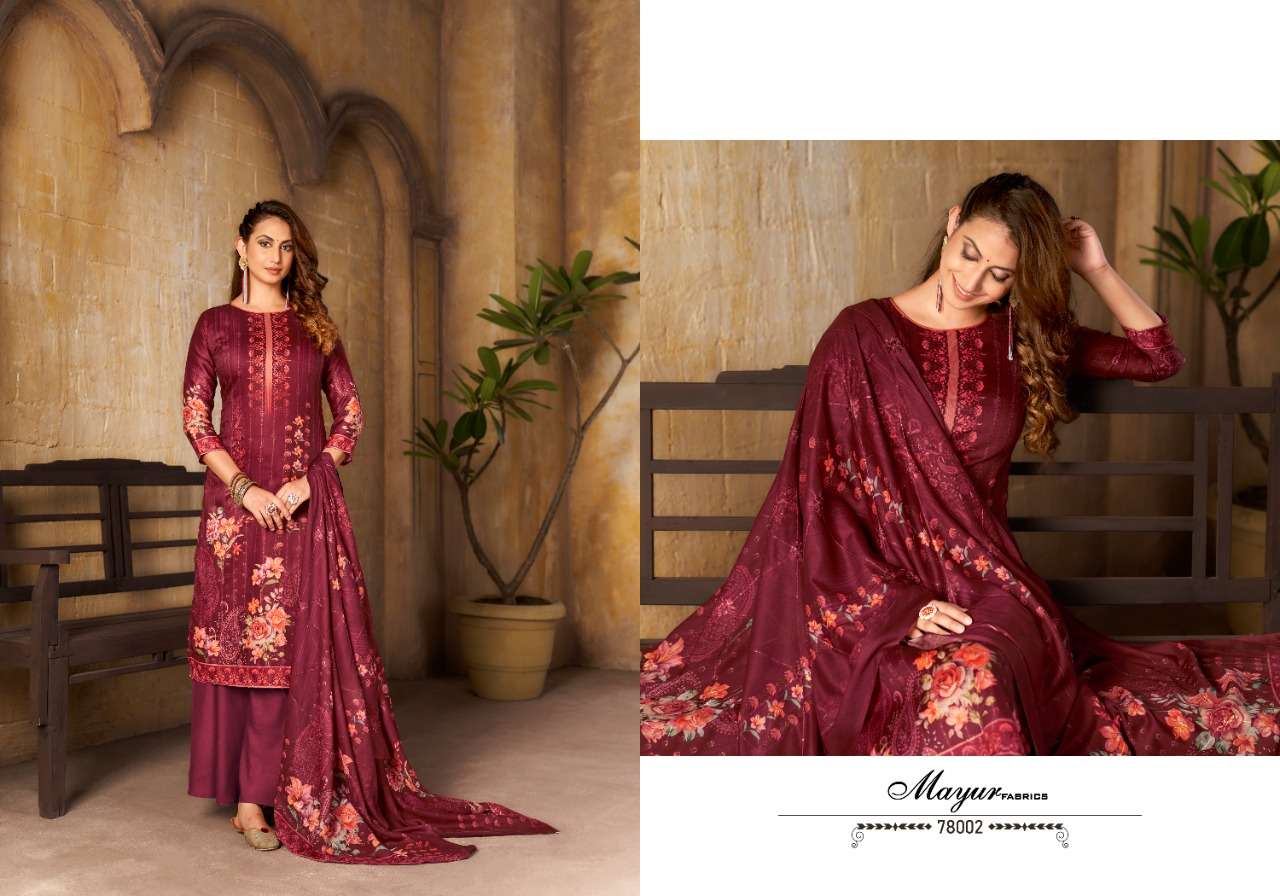 SHAZIA BY MAYUR FABRICS 78001 TO 78006 SERIES BEAUTIFUL SUITS COLORFUL STYLISH FANCY CASUAL WEAR & ETHNIC WEAR COTTON DIGITAL PRINT DRESSES AT WHOLESALE PRICE
