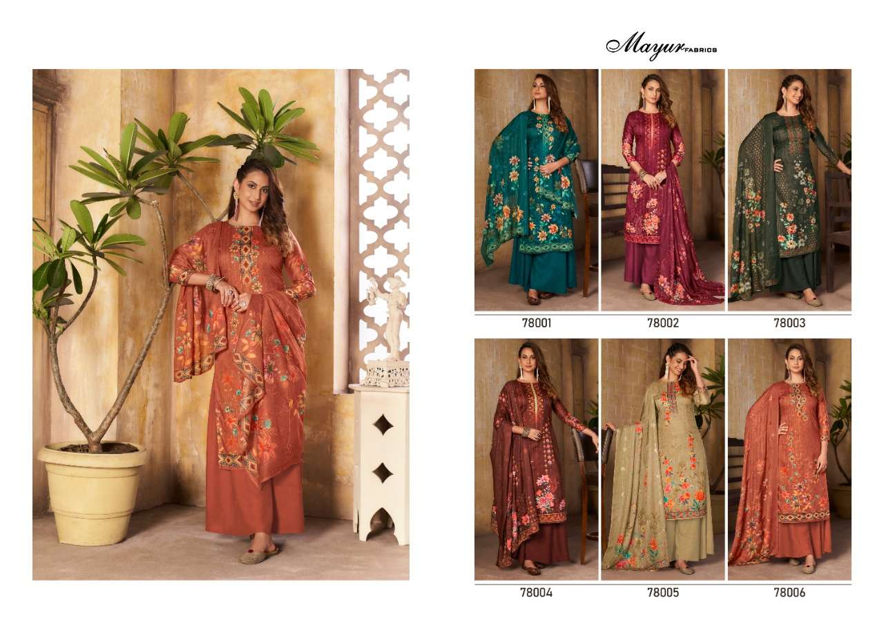 SHAZIA BY MAYUR FABRICS 78001 TO 78006 SERIES BEAUTIFUL SUITS COLORFUL STYLISH FANCY CASUAL WEAR & ETHNIC WEAR COTTON DIGITAL PRINT DRESSES AT WHOLESALE PRICE