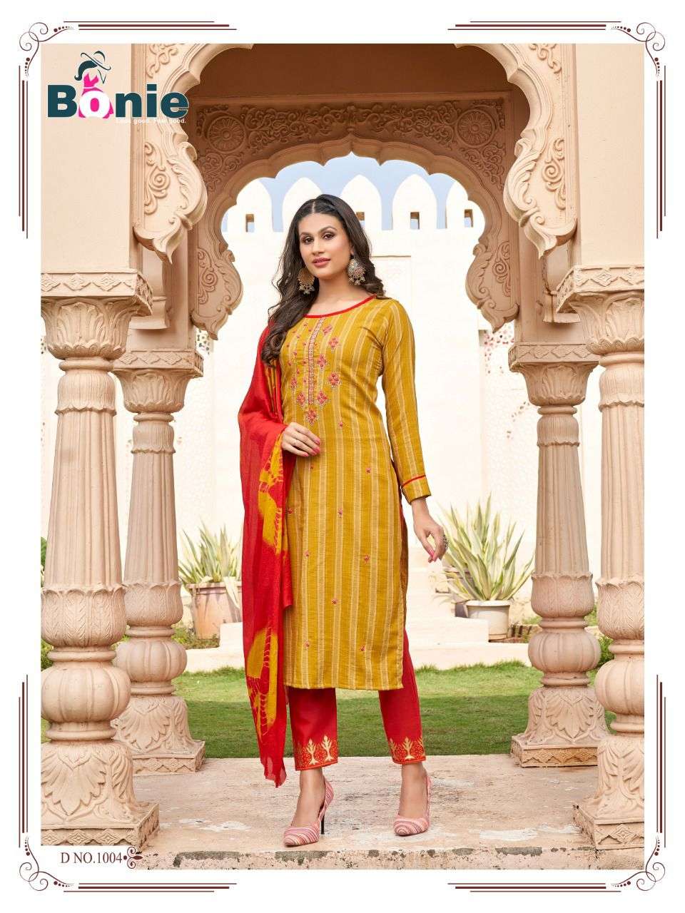 MRIDULA BY BONIE 1001 TO 1006 SERIES BEAUTIFUL SUITS COLORFUL STYLISH FANCY CASUAL WEAR & ETHNIC WEAR RAYON PRINT DRESSES AT WHOLESALE PRICE