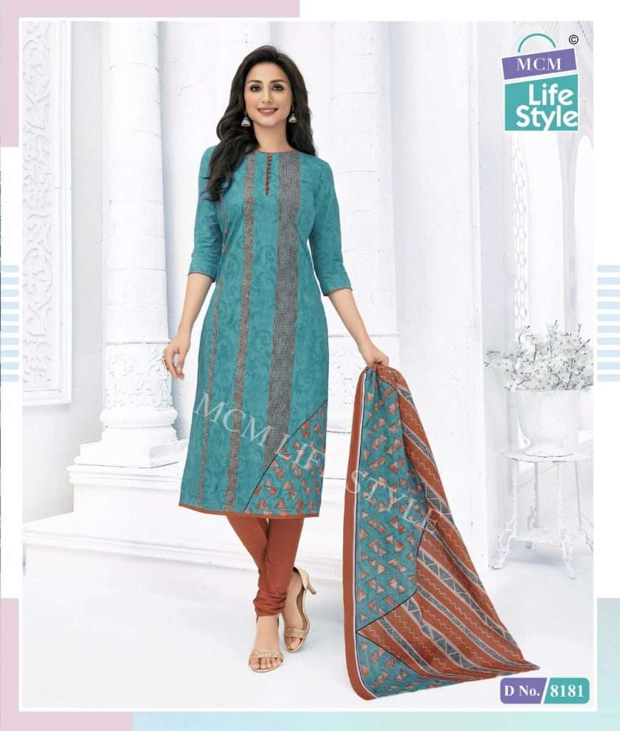 PRIYALAXMI VOL-23 BY MCM LIFESTYLE 8181 TO 8204 SERIES DESIGNER WEDDING COLLECTION BEAUTIFUL STYLISH FANCY COLORFUL PARTY WEAR & OCCASIONAL WEAR PURE COTTON PRINT DRESSES AT WHOLESALE PRICE