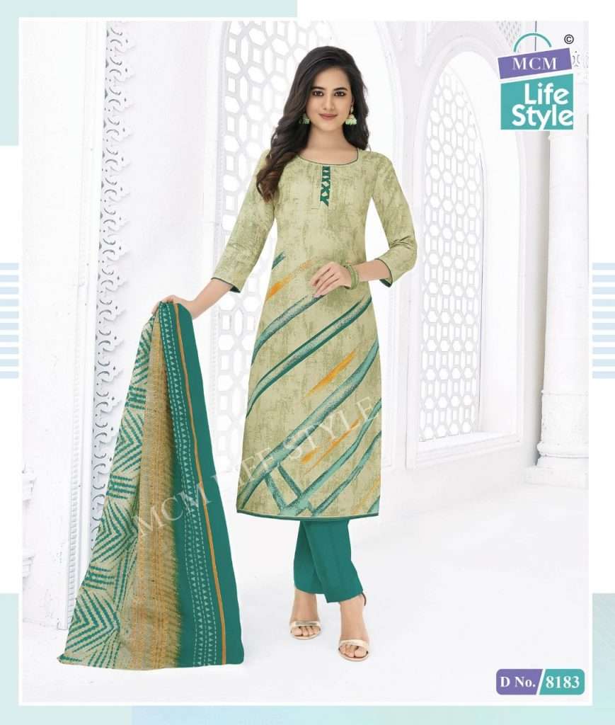 PRIYALAXMI VOL-23 BY MCM LIFESTYLE 8181 TO 8204 SERIES DESIGNER WEDDING COLLECTION BEAUTIFUL STYLISH FANCY COLORFUL PARTY WEAR & OCCASIONAL WEAR PURE COTTON PRINT DRESSES AT WHOLESALE PRICE