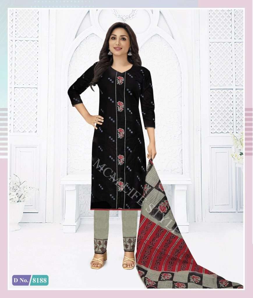 PRIYALAXMI VOL-23 BY MCM LIFESTYLE 8181 TO 8204 SERIES DESIGNER WEDDING COLLECTION BEAUTIFUL STYLISH FANCY COLORFUL PARTY WEAR & OCCASIONAL WEAR PURE COTTON PRINT DRESSES AT WHOLESALE PRICE