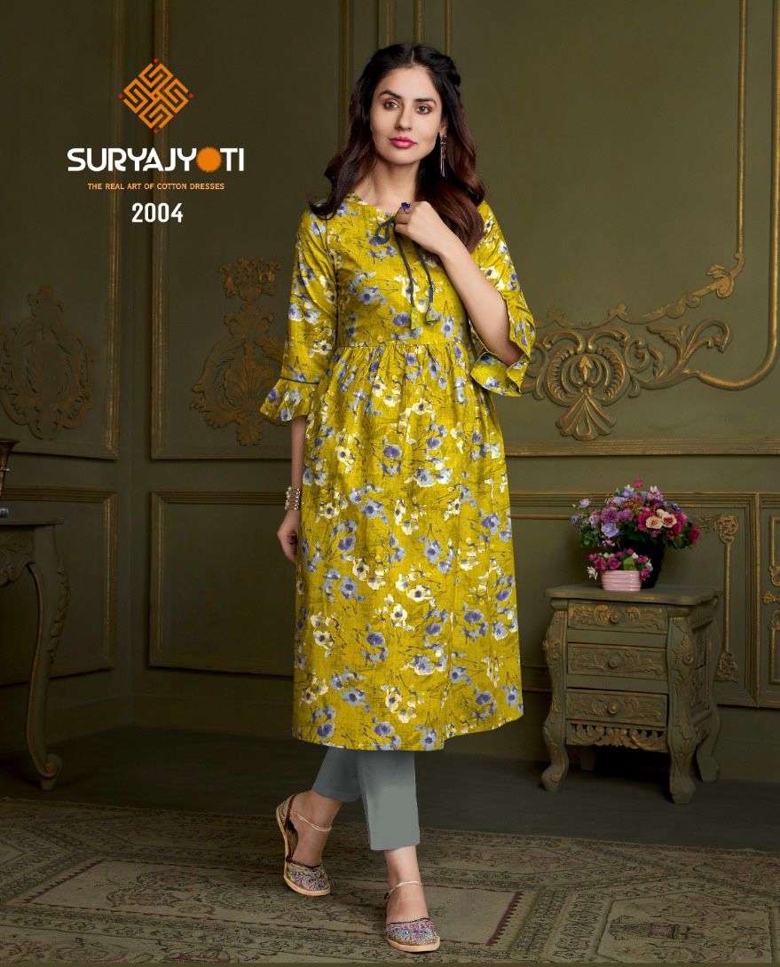 ZOYA VOL-2 BY SURYAJYOTI 2001 TO 2008 SERIES DESIGNER STYLISH FANCY COLORFUL BEAUTIFUL PARTY WEAR & ETHNIC WEAR COLLECTION PURE COTTON KURTIS AT WHOLESALE PRICE