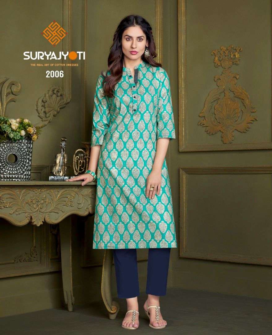 ZOYA VOL-2 BY SURYAJYOTI 2001 TO 2008 SERIES DESIGNER STYLISH FANCY COLORFUL BEAUTIFUL PARTY WEAR & ETHNIC WEAR COLLECTION PURE COTTON KURTIS AT WHOLESALE PRICE