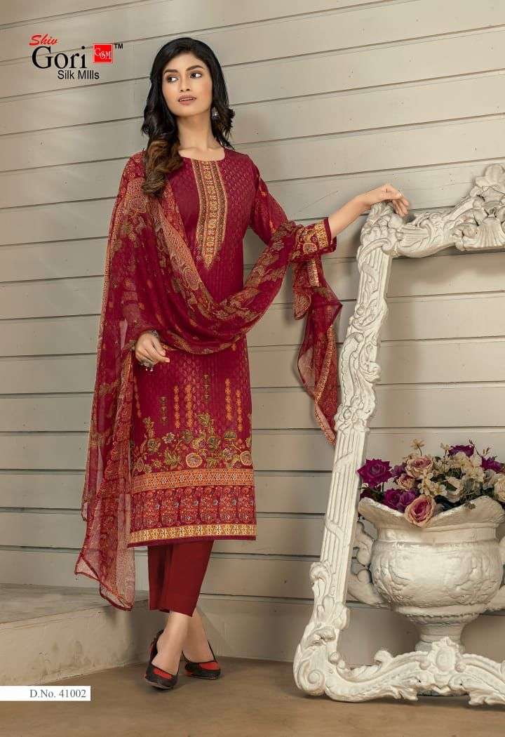PUNJABI KUDI VOL-41 BY SHIV GORI SILK MILLS 41001 TO 41012 SERIES BEAUTIFUL WINTER COLLECTION SUITS STYLISH FANCY COLORFUL CASUAL WEAR & ETHNIC WEAR COTTON PRINT DRESSES AT WHOLESALE PRICE