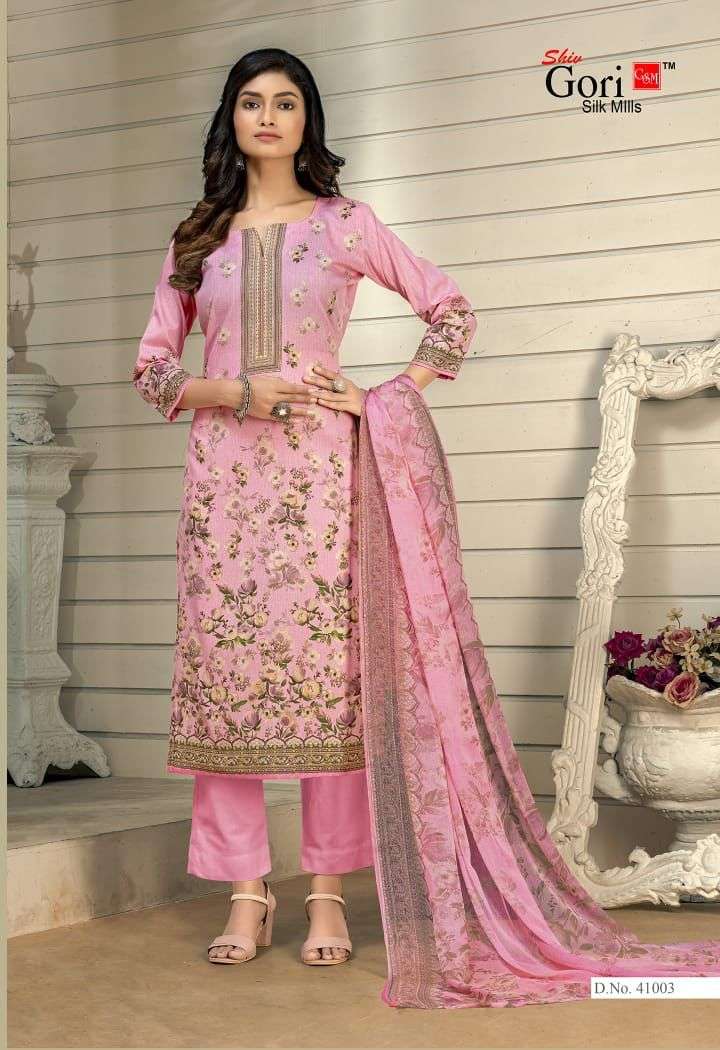 PUNJABI KUDI VOL-41 BY SHIV GORI SILK MILLS 41001 TO 41012 SERIES BEAUTIFUL WINTER COLLECTION SUITS STYLISH FANCY COLORFUL CASUAL WEAR & ETHNIC WEAR COTTON PRINT DRESSES AT WHOLESALE PRICE