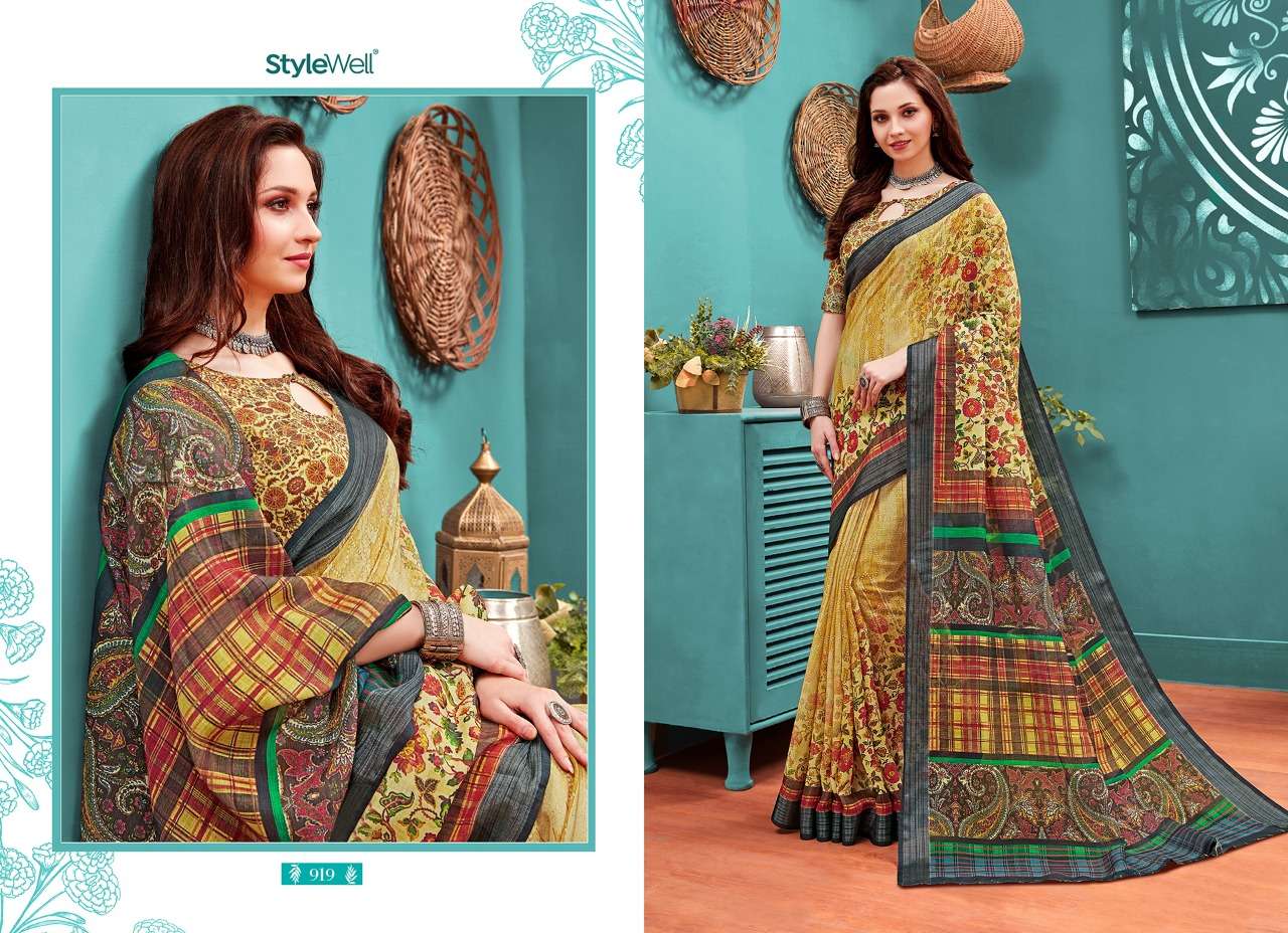 AMAIRA BY STYLEWELL 911 TO 919 SERIES INDIAN TRADITIONAL WEAR COLLECTION BEAUTIFUL STYLISH FANCY COLORFUL PARTY WEAR & OCCASIONAL WEAR LINEN SAREES AT WHOLESALE PRICE