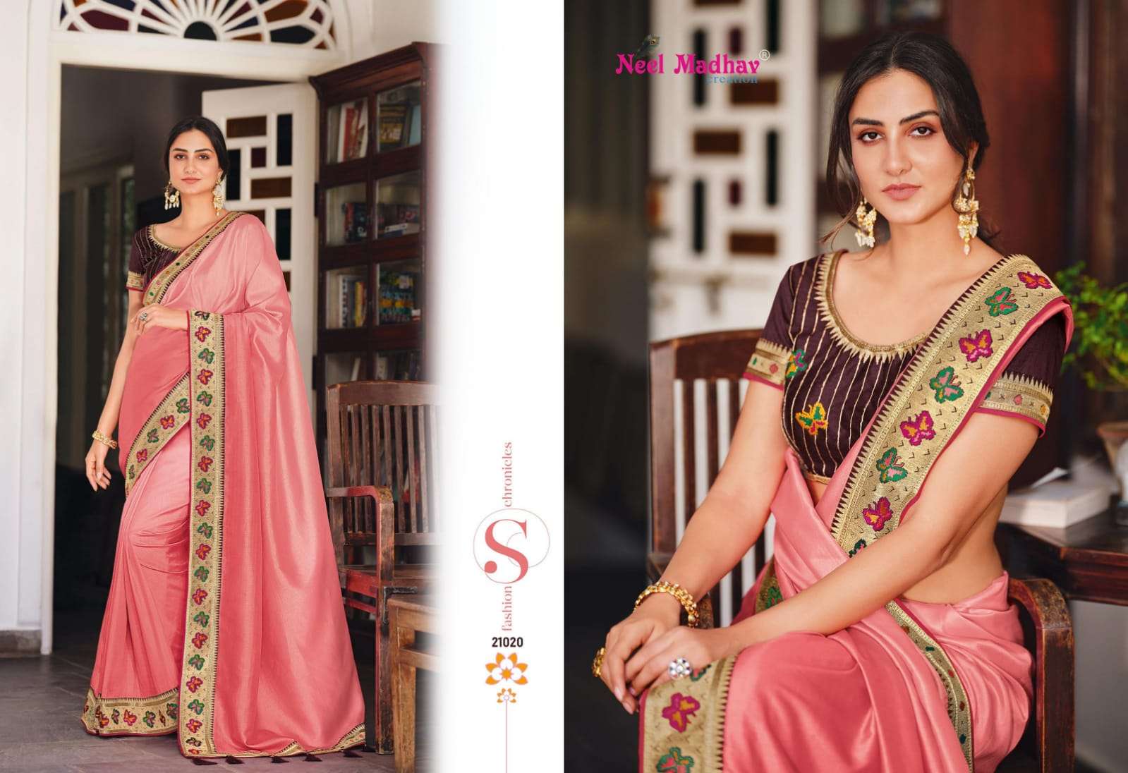 MIRISHA VOL-2 BY NEEL MADHAV 21016 TO 21026 SERIES INDIAN TRADITIONAL WEAR COLLECTION BEAUTIFUL STYLISH FANCY COLORFUL PARTY WEAR & OCCASIONAL WEAR SATIN GEORGETTE SAREES AT WHOLESALE PRICE