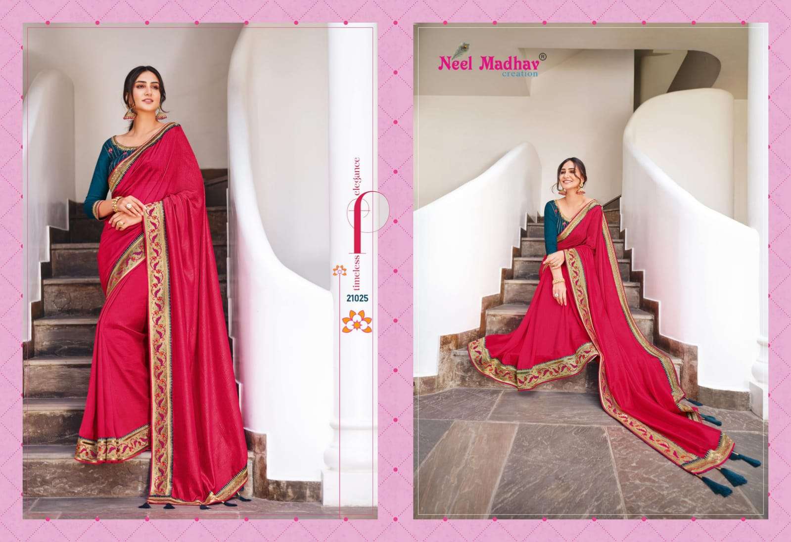 MIRISHA VOL-2 BY NEEL MADHAV 21016 TO 21026 SERIES INDIAN TRADITIONAL WEAR COLLECTION BEAUTIFUL STYLISH FANCY COLORFUL PARTY WEAR & OCCASIONAL WEAR SATIN GEORGETTE SAREES AT WHOLESALE PRICE
