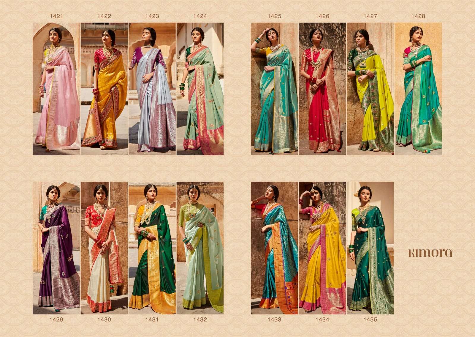 SUNEHRI VOL-17 BY KIMORA FASHION 1421 TO 1435 SERIES INDIAN TRADITIONAL WEAR COLLECTION BEAUTIFUL STYLISH FANCY COLORFUL PARTY WEAR & OCCASIONAL WEAR SILK SAREES AT WHOLESALE PRICE