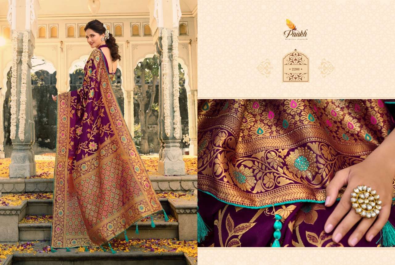 SWAROVSKI SILK BY PANKH 2201 TO 2210 SERIES INDIAN TRADITIONAL WEAR COLLECTION BEAUTIFUL STYLISH FANCY COLORFUL PARTY WEAR & OCCASIONAL WEAR SILK SAREES AT WHOLESALE PRICE