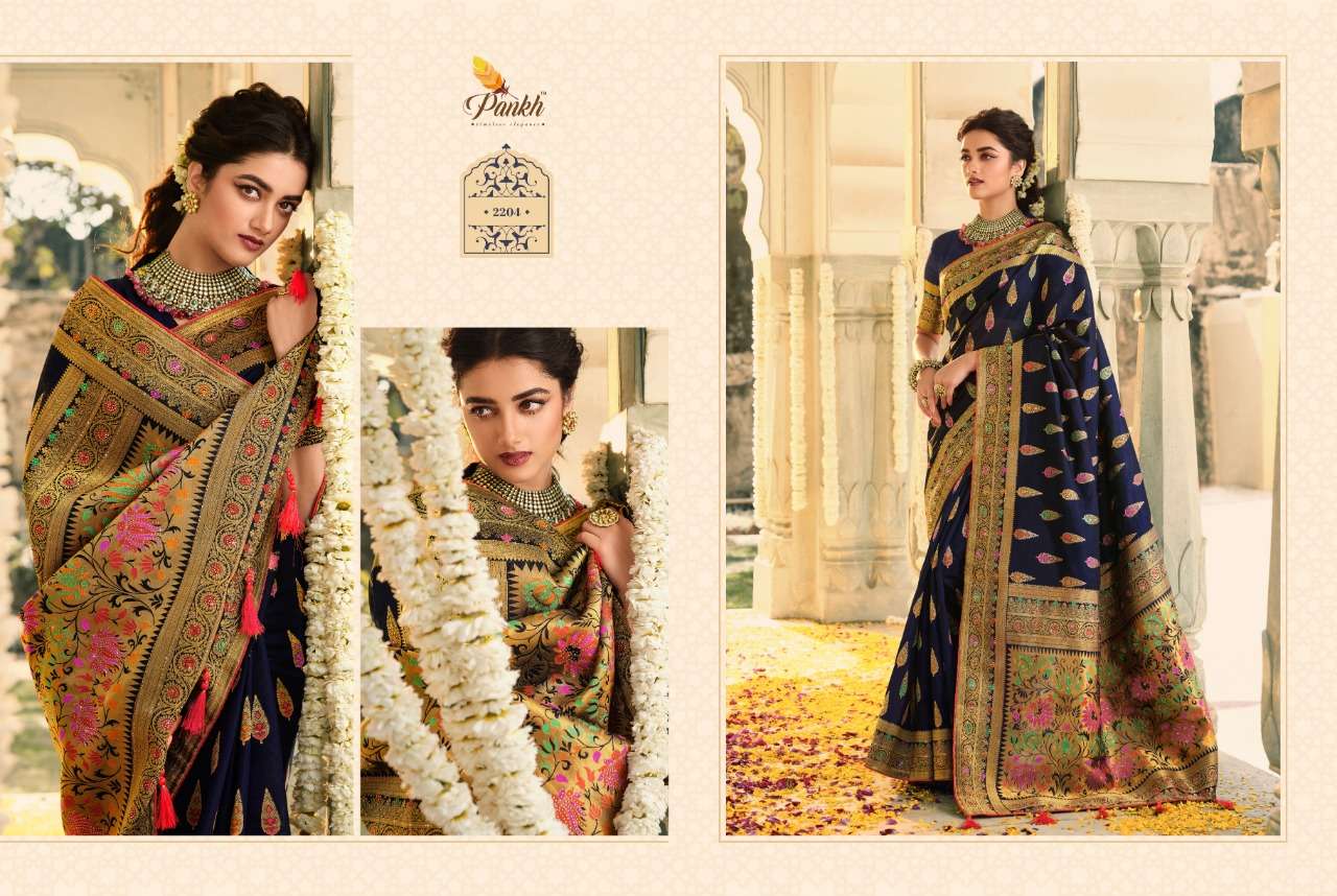 SWAROVSKI SILK BY PANKH 2201 TO 2210 SERIES INDIAN TRADITIONAL WEAR COLLECTION BEAUTIFUL STYLISH FANCY COLORFUL PARTY WEAR & OCCASIONAL WEAR SILK SAREES AT WHOLESALE PRICE