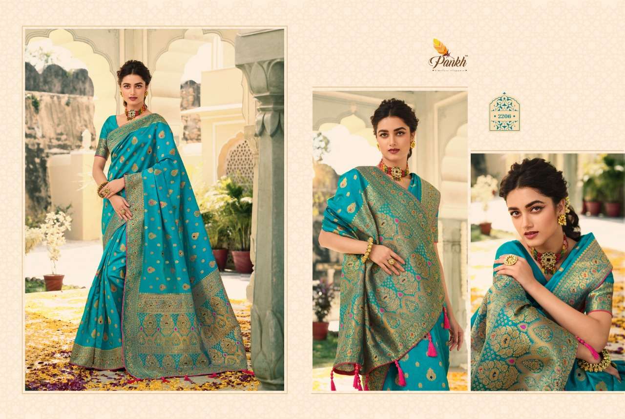 SWAROVSKI SILK BY PANKH 2201 TO 2210 SERIES INDIAN TRADITIONAL WEAR COLLECTION BEAUTIFUL STYLISH FANCY COLORFUL PARTY WEAR & OCCASIONAL WEAR SILK SAREES AT WHOLESALE PRICE