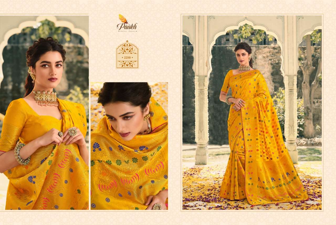 SWAROVSKI SILK BY PANKH 2201 TO 2210 SERIES INDIAN TRADITIONAL WEAR COLLECTION BEAUTIFUL STYLISH FANCY COLORFUL PARTY WEAR & OCCASIONAL WEAR SILK SAREES AT WHOLESALE PRICE