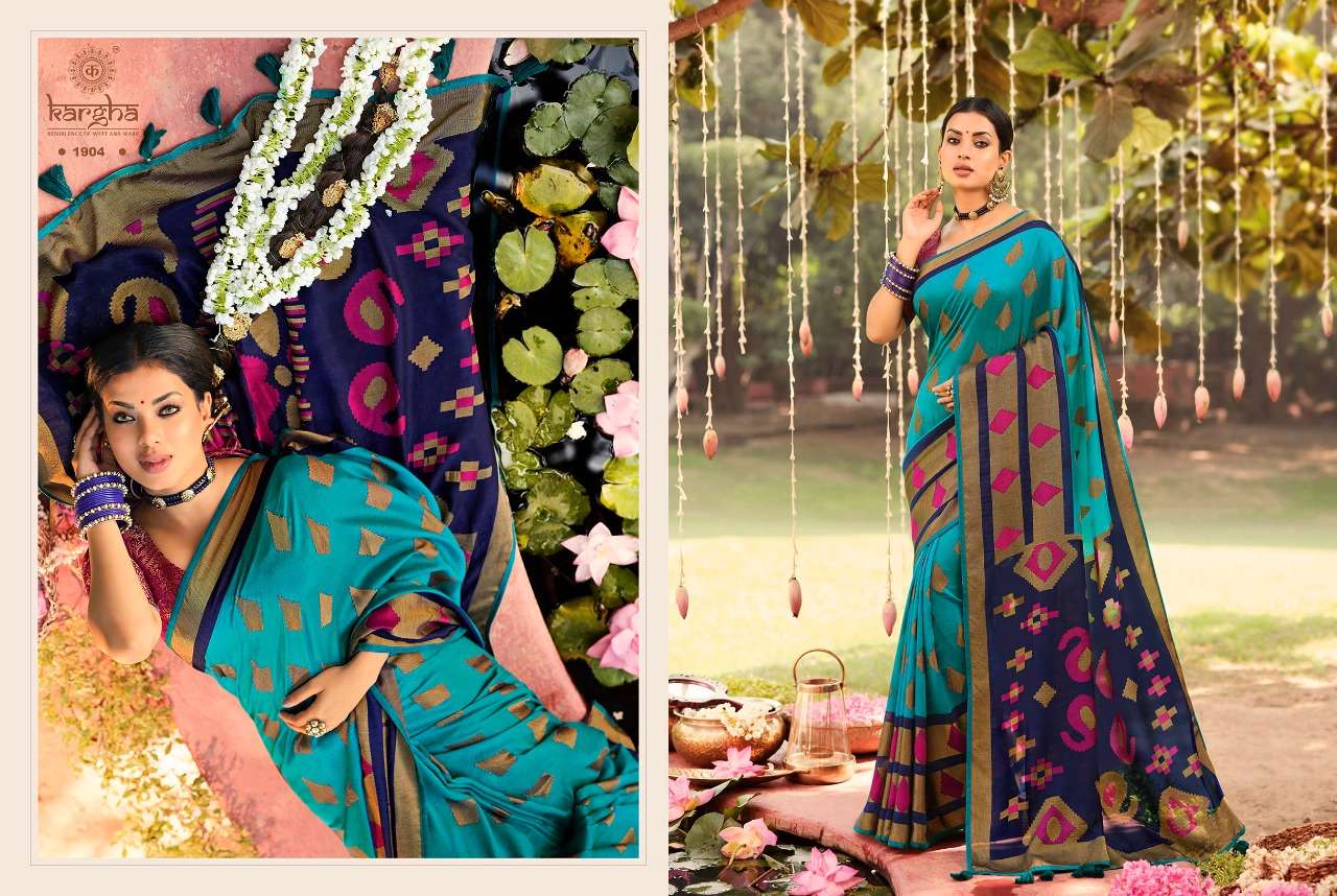 KARGHA VOL-1 BY KARGHA 1901 TO 1914 SERIES INDIAN TRADITIONAL WEAR COLLECTION BEAUTIFUL STYLISH FANCY COLORFUL PARTY WEAR & OCCASIONAL WEAR BRASSO SILK SAREES AT WHOLESALE PRICE