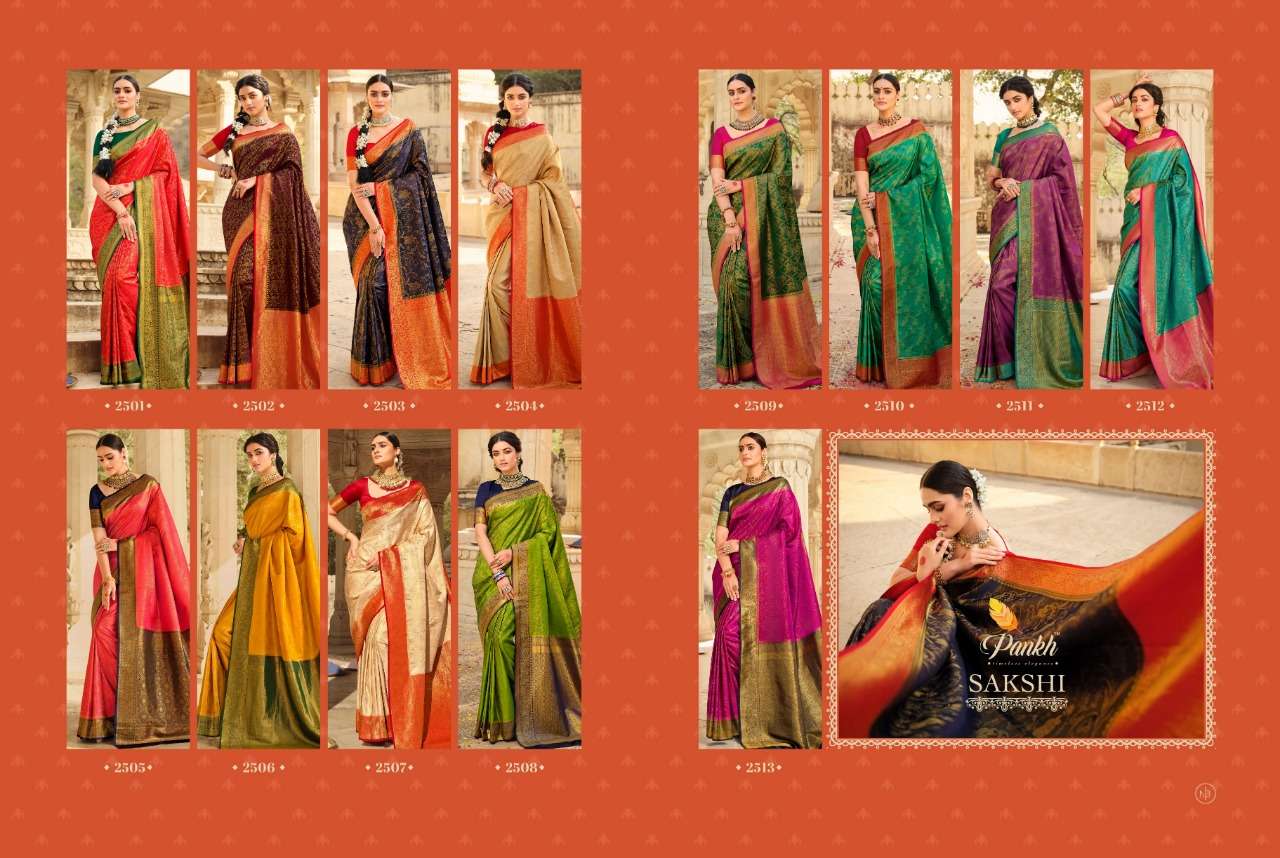 Sakshi By Pankh 2501 To 2513 Series Indian Traditional Wear Collection Beautiful Stylish Fancy Colorful Party Wear & Occasional Wear Satin Silk Sarees At Wholesale Price