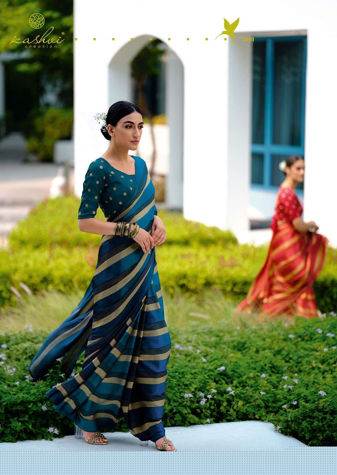 MUKTA BY KASHVI CREATION 2001 TO 2010 SERIES INDIAN TRADITIONAL WEAR COLLECTION BEAUTIFUL STYLISH FANCY COLORFUL PARTY WEAR & OCCASIONAL WEAR VISCOSE CREPE SAREES AT WHOLESALE PRICE