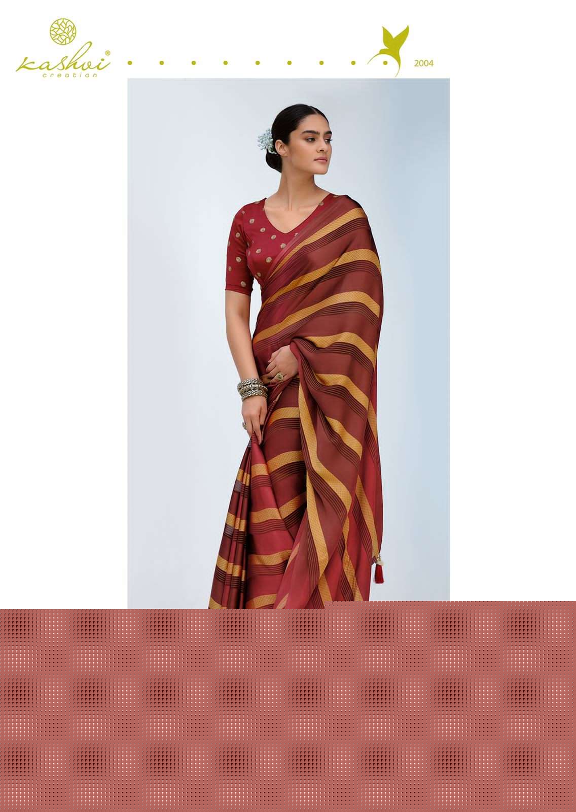 MUKTA BY KASHVI CREATION 2001 TO 2010 SERIES INDIAN TRADITIONAL WEAR COLLECTION BEAUTIFUL STYLISH FANCY COLORFUL PARTY WEAR & OCCASIONAL WEAR VISCOSE CREPE SAREES AT WHOLESALE PRICE