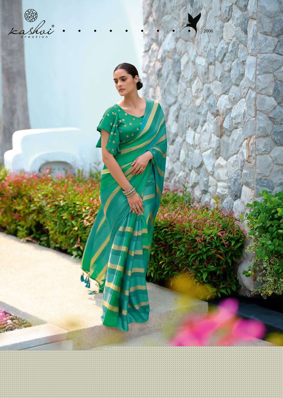 MUKTA BY KASHVI CREATION 2001 TO 2010 SERIES INDIAN TRADITIONAL WEAR COLLECTION BEAUTIFUL STYLISH FANCY COLORFUL PARTY WEAR & OCCASIONAL WEAR VISCOSE CREPE SAREES AT WHOLESALE PRICE