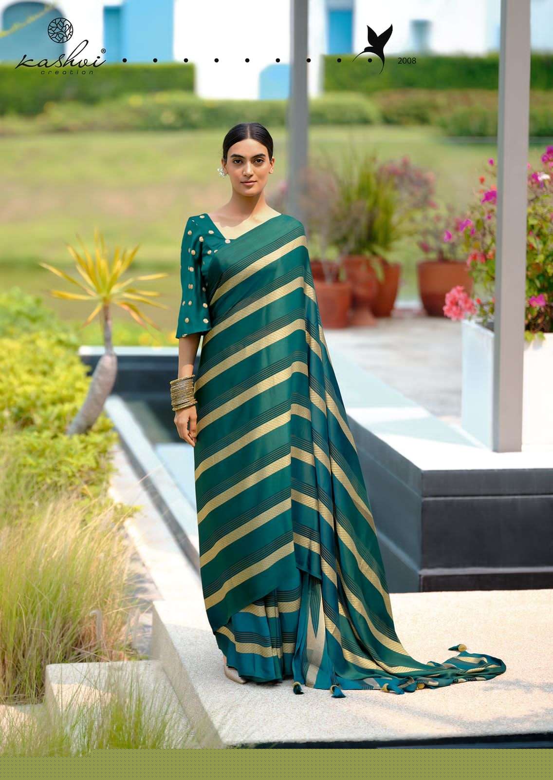 MUKTA BY KASHVI CREATION 2001 TO 2010 SERIES INDIAN TRADITIONAL WEAR COLLECTION BEAUTIFUL STYLISH FANCY COLORFUL PARTY WEAR & OCCASIONAL WEAR VISCOSE CREPE SAREES AT WHOLESALE PRICE