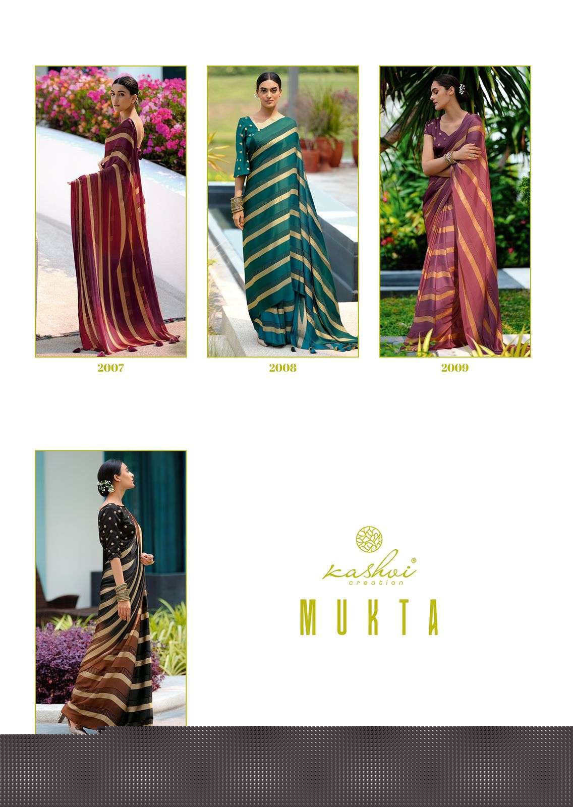 MUKTA BY KASHVI CREATION 2001 TO 2010 SERIES INDIAN TRADITIONAL WEAR COLLECTION BEAUTIFUL STYLISH FANCY COLORFUL PARTY WEAR & OCCASIONAL WEAR VISCOSE CREPE SAREES AT WHOLESALE PRICE