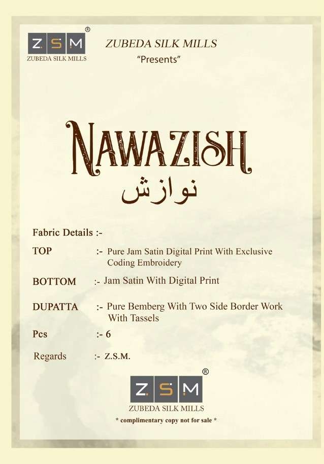 NAWAZISH BY ZSM 1001 TO 1006 SERIES BEAUTIFUL SUITS COLORFUL STYLISH FANCY CASUAL WEAR & ETHNIC WEAR PURE JAM SATIN DIGITAL PRINT DRESSES AT WHOLESALE PRICE