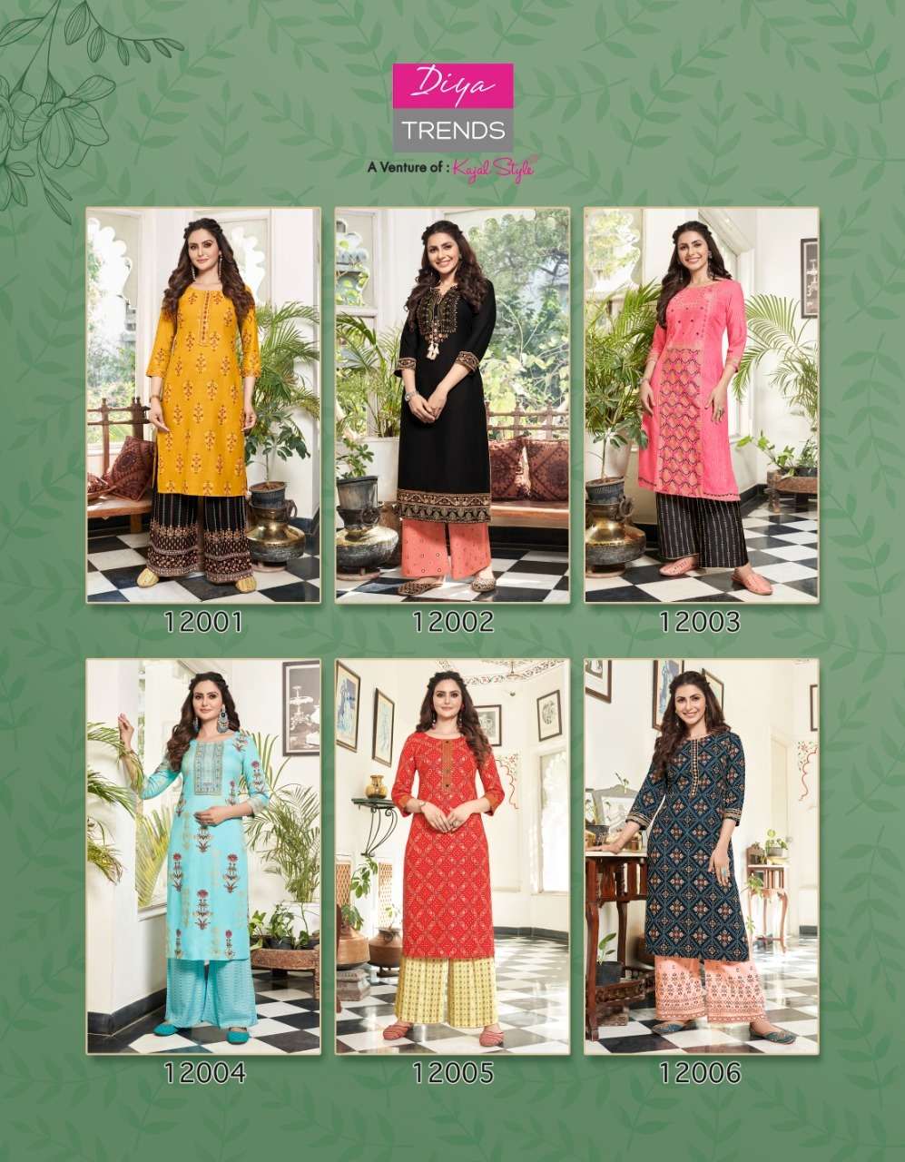 BIBA VOL-12 BY DIYA TRENDS 12001 TO 12014 SERIES BEAUTIFUL COLORFUL STYLISH FANCY CASUAL WEAR & ETHNIC WEAR & READY TO WEAR RAYON PRINT KURTIS WITH BOTTOM AT WHOLESALE PRICE