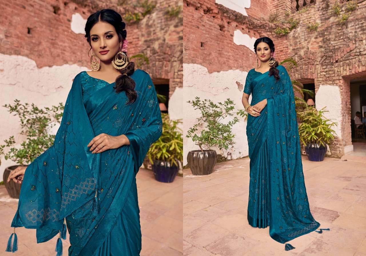BUTTERFLY SWAROVSKI BY YADU NANDAN FASHION 01 TO 06 SERIES INDIAN TRADITIONAL WEAR COLLECTION BEAUTIFUL STYLISH FANCY COLORFUL PARTY WEAR & OCCASIONAL WEAR CHINNON SATIN SAREES AT WHOLESALE PRICE